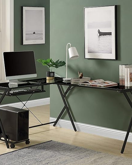 NicBex Kimberly-DW-00020-LWJ Home Office Desks, 62"x47"x28", Black - LeafyLoom