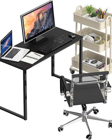 SHW Home Office 32-Inch Computer Desk, Black - LeafyLoom
