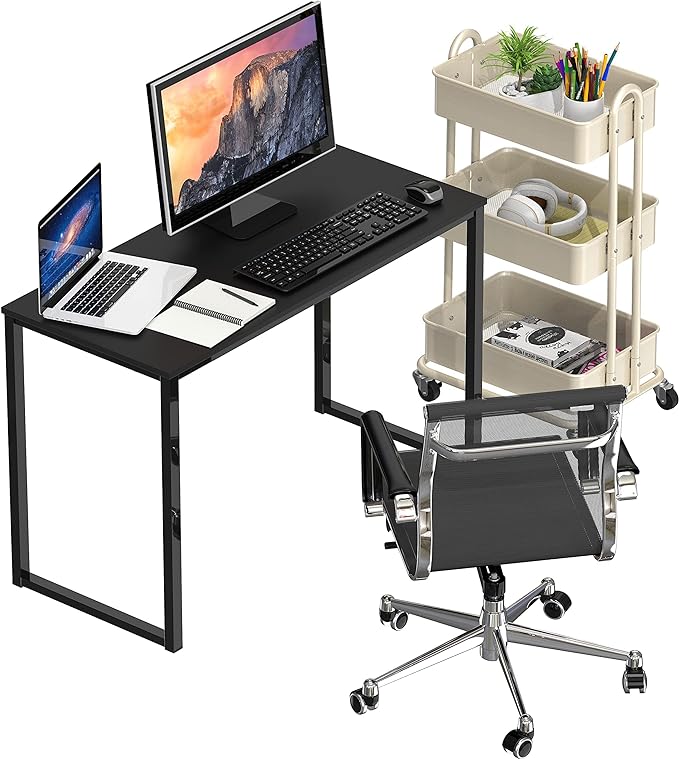 SHW Home Office 32-Inch Computer Desk, Black - LeafyLoom