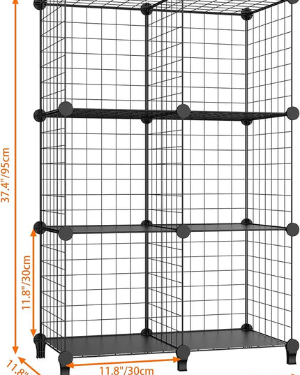 HOMIDEC Wire Cube Storage, Storage Shelves 6 Cube Bookshelf Bookcase Closet Organizer and Storage, Wire Storage Shelves Multi-Use DIY Storage Cube Shelf for Books, Toys, Clothes, Tools - LeafyLoom