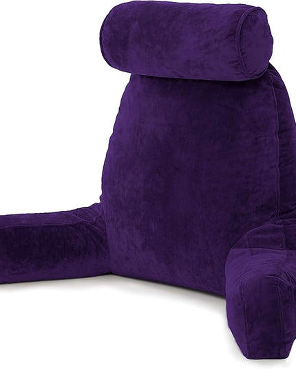 Husband Pillow XXL Cover Aspen Edition Mauve Purple, Reversible Microfiber to Microsuede, Side & Back Pockets - Handle for Easy Transport - Super Cozy Bed Rest Pillow Cover with Arms - Easy Care - LeafyLoom