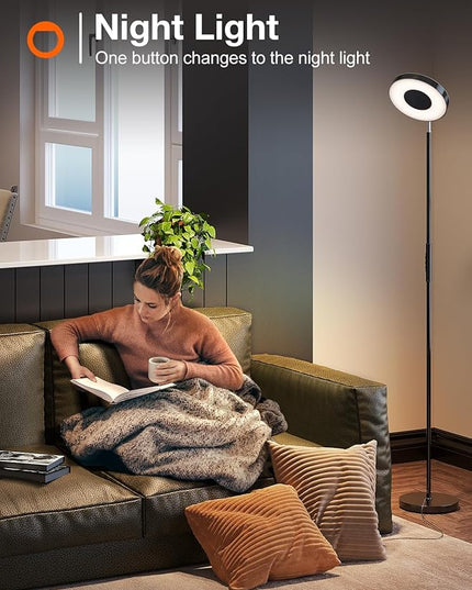 addlon RGB Floor Lamp, 2000LM LED Super Bright-Tall Standing with Alexa, App and Remote Control, Smart Modern Floor Lamp with Music Sync and 16 Million DIY Colors for Bedroom Living Room - LeafyLoom