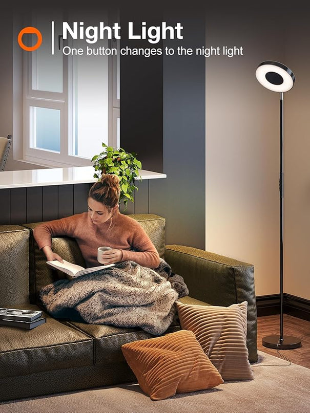 addlon RGB Floor Lamp, 2000LM LED Super Bright-Tall Standing with Alexa, App and Remote Control, Smart Modern Floor Lamp with Music Sync and 16 Million DIY Colors for Bedroom Living Room - LeafyLoom