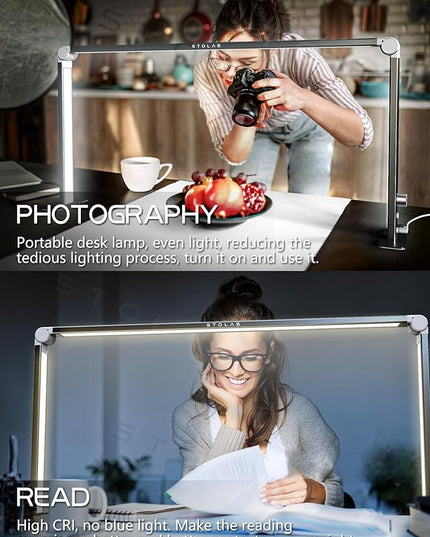 LED Desk Lamp 36W, 4000-6000K Dimmable Table Lamp, 3 Lighting Modes, Square Desk Light for Study, Model Building, Painting, crafting-Black - LeafyLoom