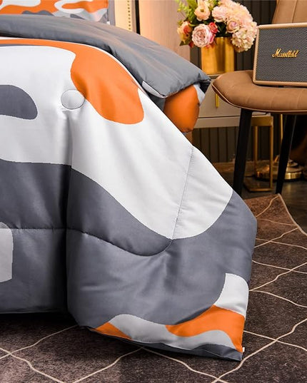 Meeting Story Kids Camo Bedding Set, Army Camouflage Bedding Twin Comforter Set for Boys Girls Teens Bedroom Decoration, 3Pcs (Orange, Full) - LeafyLoom