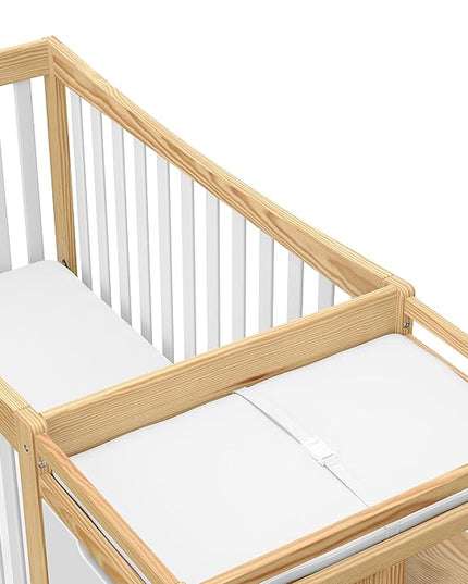 Graco Remi 4-In-1 Convertible Crib & Changer With Drawer (White & Natural) – GREENGUARD Gold Certified, Crib And Changing-Table Combo, Includes Changing Pad, Converts To Toddler Bed, Full-Size Bed - LeafyLoom