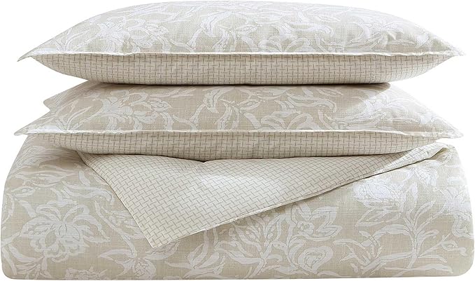 Nautica - Comforter Set, Soft Reversible Bedding with Matching Shams, Casual Home Decor (Tortola Beige, Full/Queen) - LeafyLoom