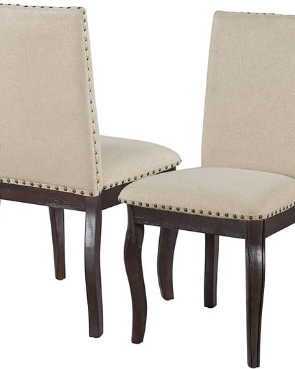 Set of 4 Wood Upholstered Fabirc Chairs with Nailhead, Stable & Solid and Easy Assembly, Kitchen, Living Room, 4 Piece Dining Table Set, Espresso 23 - LeafyLoom