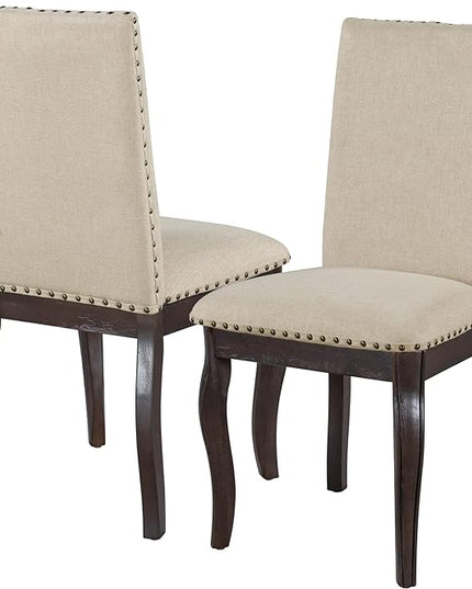 Room 5-Piece Farmhouse Dining, Wooden Round Extendable Kitchen Set-Rectangular Wood Table and 4 Classic Style Chairs, Espresso, 1 - LeafyLoom