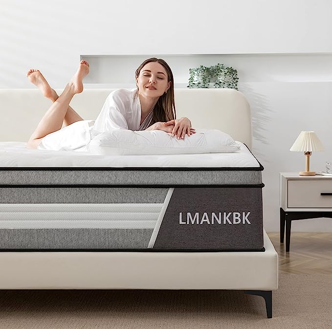 Full Mattress, 12 Inch Innerspring Hybrid Mattress in a Box with Gel Memory Foam, Individually Wrapped Encased Coil Pocket Spring Mattress, Pressure Relief, Medium Firm Support,54"*75"*12"… - LeafyLoom