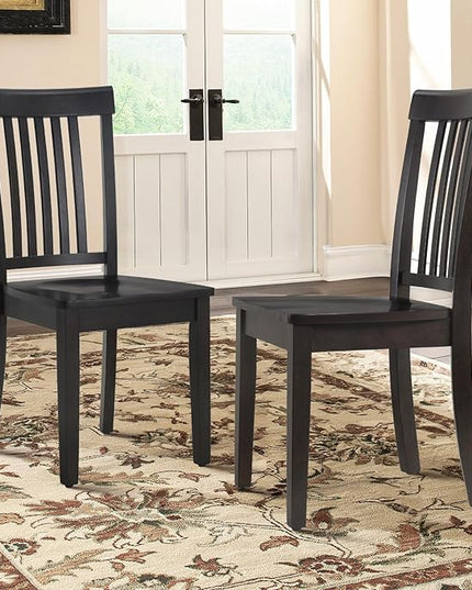 COLAMY Wooden Dining Chairs Set of 2, Spindle High Back Windsor Kitchen Side Chair, Farmhouse Dining Chairs for Kitchen and Dining Room, Dark Brown - LeafyLoom