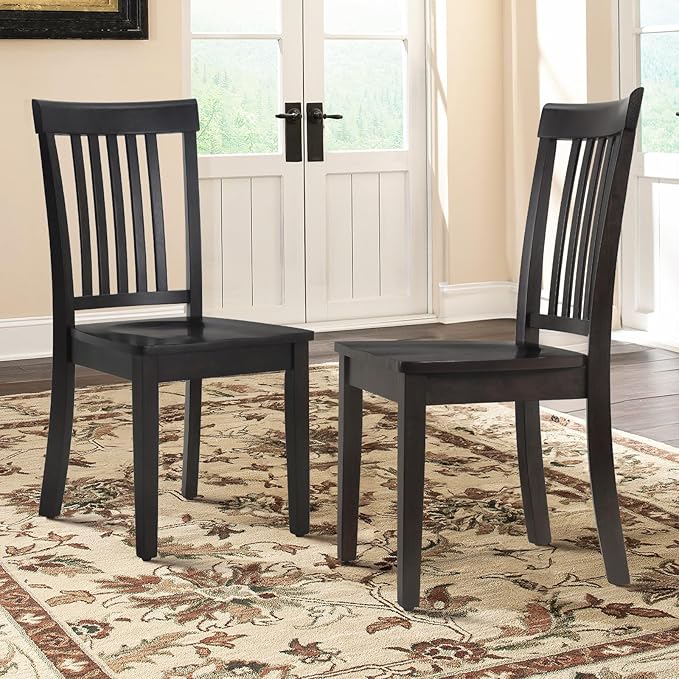 COLAMY Wooden Dining Chairs Set of 2, Spindle High Back Windsor Kitchen Side Chair, Farmhouse Dining Chairs for Kitchen and Dining Room, Dark Brown - LeafyLoom