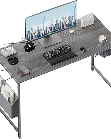 Pamray 47 Inch Computer Desk for Small Spaces with Storage Bag, Home Office Work Desk with Headphone Hook, Small Office Desk Study Writing Table - LeafyLoom