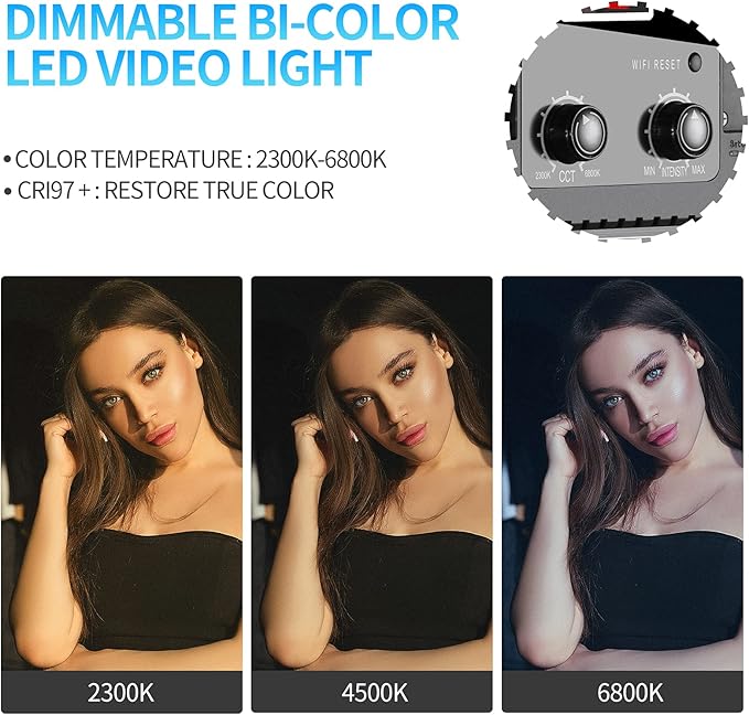 GVM 3 Pack LED Video Lighting Kits with APP Control, Bi-Color Variable 2300K~6800K with Digital Display Brightness of 10~100% for Video Photography, CRI97+ TLCI97 Led Video Light Panel +Barndoor GVMGreatVideoMaker