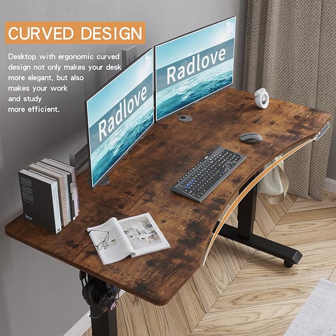 Radlove Electric Standing Desk, Height Adjustable Computer Desk Sit Stand Desk Home Office Desks with Splice Board and A Under Desk - LeafyLoom