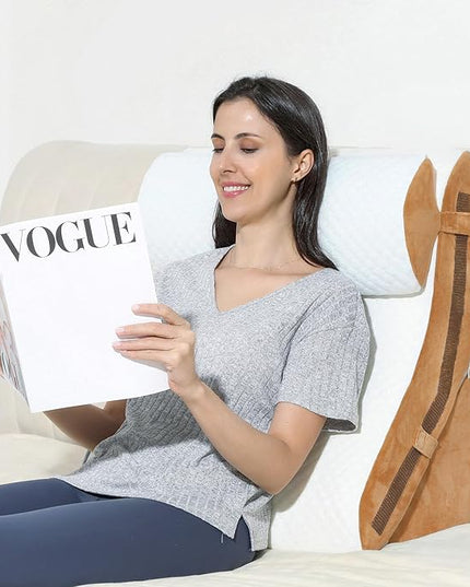 Bed Wedge Pillow for Sleeping 3PCS, 20-in-1 Adjustable Memory Foam Wedge Pillow for Acid Reflux, 3-in-1 Incline Pillow Wedge for After Surgery, Snoring, Back Pain(Brown) - LeafyLoom