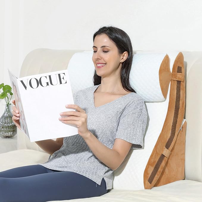 Bed Wedge Pillow for Sleeping 3PCS, 20-in-1 Adjustable Memory Foam Wedge Pillow for Acid Reflux, 3-in-1 Incline Pillow Wedge for After Surgery, Snoring, Back Pain(Brown) - LeafyLoom