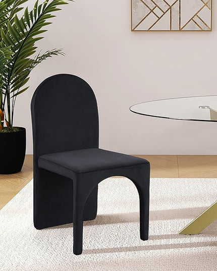 Meridian Furniture Summer Collection Modern | Contemporary Velvet Upholstered Dining Side Chair with Steel Frame, Set of 2, Black - LeafyLoom