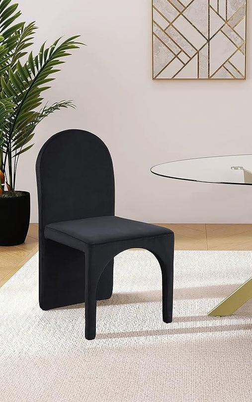 Meridian Furniture Summer Collection Modern | Contemporary Velvet Upholstered Dining Side Chair with Steel Frame, Set of 2, Black - LeafyLoom