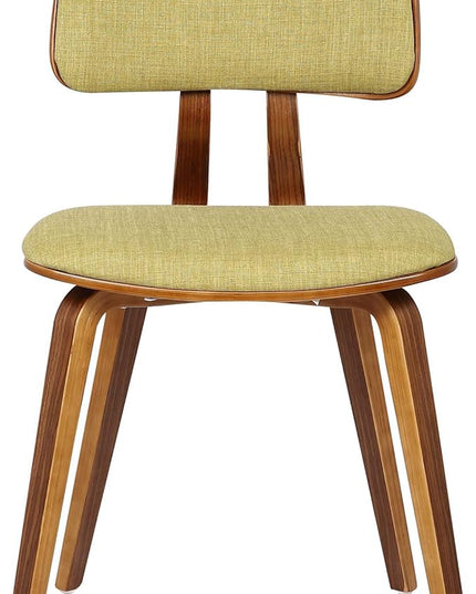 Armen Living Jaguar Mid Century Modern Upholstered Fabric and Walnut Wood Dining Accent Chair for Kitchen Table Desk Vanity, 20D x 18W x 29H in, Green - LeafyLoom