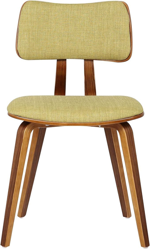 Armen Living Jaguar Mid Century Modern Upholstered Fabric and Walnut Wood Dining Accent Chair for Kitchen Table Desk Vanity, 20D x 18W x 29H in, Green - LeafyLoom