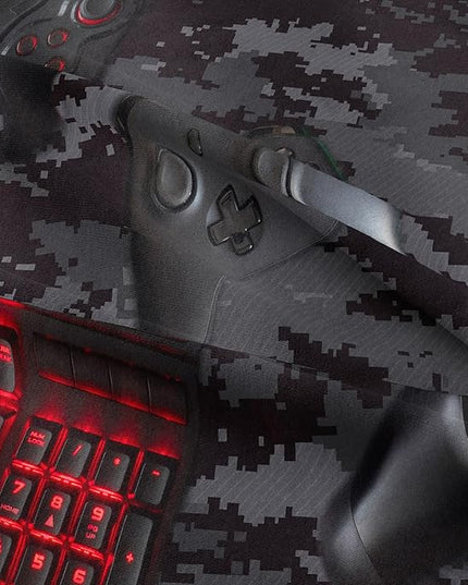 Tailor Shop Gaming Comforter Set Twin Size for Boys, Black Camouflage Gamer Bedding Sets for Boys Kids Teenage, All Season 2 Piece Gaming Bed Set with 1 Comforter and 1 Matching Pillowcase - LeafyLoom
