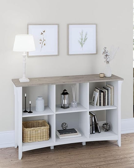 Bush Furniture BSH24462943 Salinas 6-Shelf 30-Inch H Cube Bookcase, Shiplap Gray/Pure White - LeafyLoom