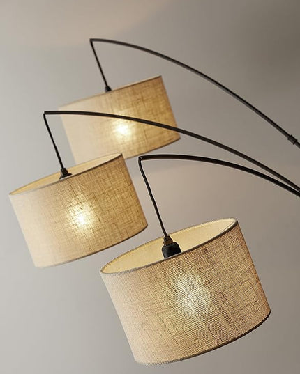 Adesso 4238-26 Trinity Arc Floor Lamp Antique Bronze FinisH, Beige Burlap . Home Decor Lamps and Light Fixtures, 82",3 Arm - LeafyLoom
