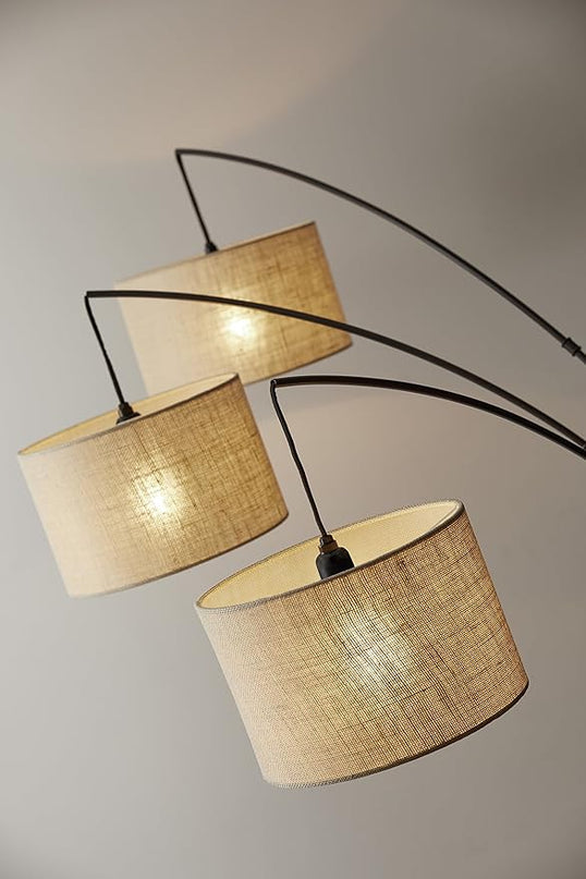 Adesso 4238-26 Trinity Arc Floor Lamp Antique Bronze FinisH, Beige Burlap . Home Decor Lamps and Light Fixtures, 82",3 Arm - LeafyLoom
