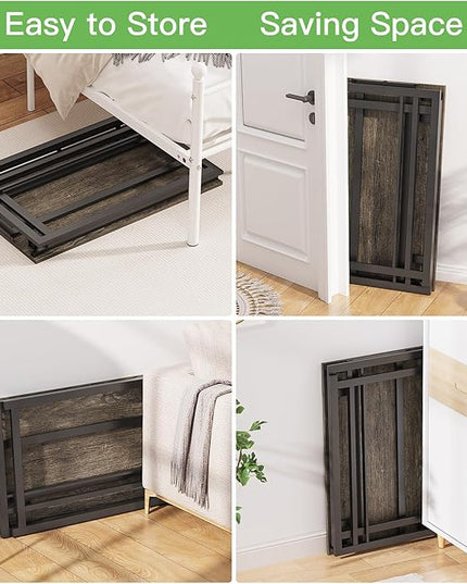 Folding Desk 32'' Computer Desk No Assembly Required Foldable Table Space Saving Writing Workstation for Home Office, Dark Grey - LeafyLoom