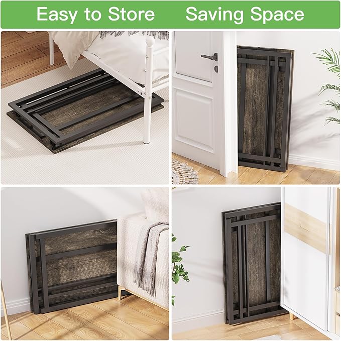 Folding Desk 32'' Computer Desk No Assembly Required Foldable Table Space Saving Writing Workstation for Home Office, Dark Grey - LeafyLoom