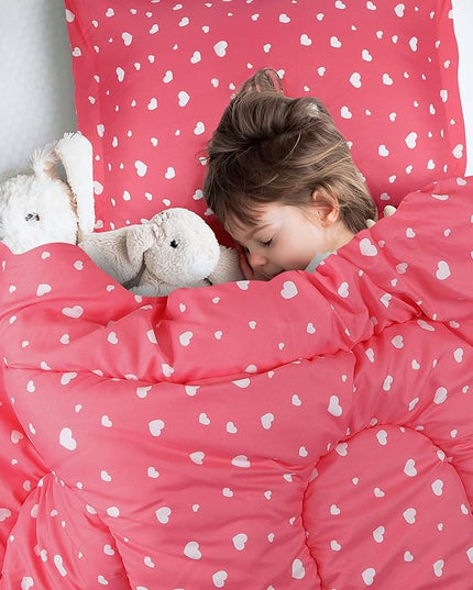 Utopia Bedding All Season Heart Comforter Set with 2 Pillow Cases, 3 Piece Soft Brushed Microfiber Kids Bedding Set for Boys/Girls, Machine Washable (Twin) - LeafyLoom