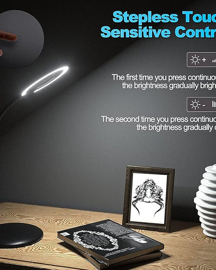 Magnifying Glass with Light and Stand, 5X Desk Magnifying Desk Lamp, Table Magnifier Lamp for Senior Close Work Reading Crafts - LeafyLoom