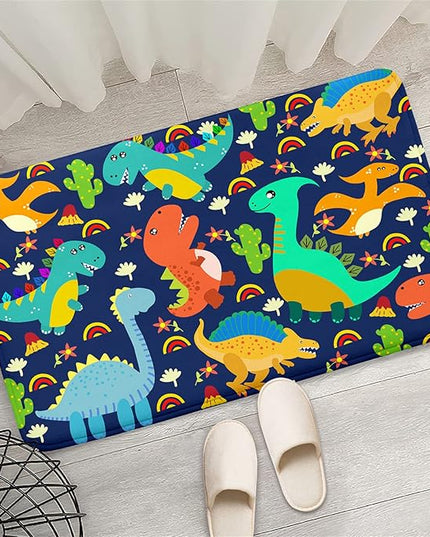 Dinosaur Carpet for Boys Room Dinosaurs Area Rugs Cute Dinosaur Cartoon Carpet Kids Rug Boys Room Rug for Kids Playroom Classroom and Livingroom,Blue 2'×3' - LeafyLoom