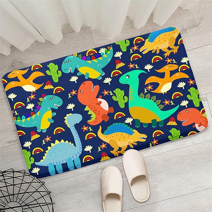 Dinosaur Carpet for Boys Room Dinosaurs Area Rugs Cute Dinosaur Cartoon Carpet Kids Rug Boys Room Rug for Kids Playroom Classroom and Livingroom,Blue 2'×3' - LeafyLoom