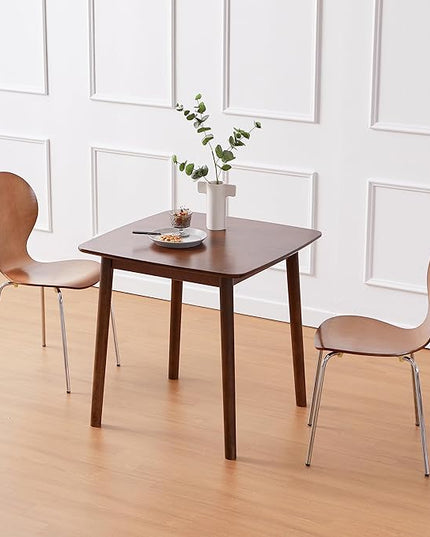 Livinia Aslan 29.5" Malaysian Oak Square Wooden Dining Table/Small Solid Wood Kitchen Desk (Walnut) - LeafyLoom