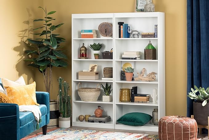 South Shore Axess 5-Shelf Bookcase - Pure White - LeafyLoom