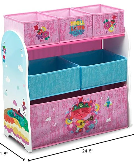 Delta Children Design and Store 6 Bin Toy Storage Organizer, Trolls World Tour - LeafyLoom
