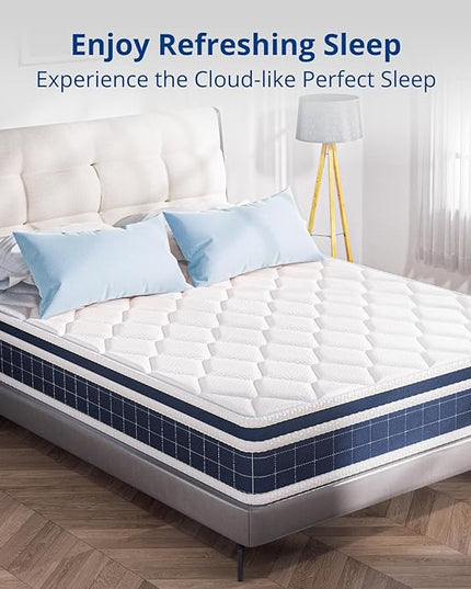 Queen Mattress,10 Inch Hybrid Mattress in a Box, Gel Memory Foam Mattress, Individually Wrapped Pocket Coils Innerspring Mattress, Motion Isolation, Medium Firm, Soft & Breathable Knitted Fabric - LeafyLoom