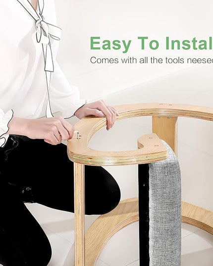 Predawn Ergonomic Kneeling Chair,Rocking Knee Chair Upright Posture Chair for Home Office Meditation Wooden & Linen Cushion-Office Chair for Back Neck Pain Relief & Improving Posture (White Oak-Grey) - LeafyLoom