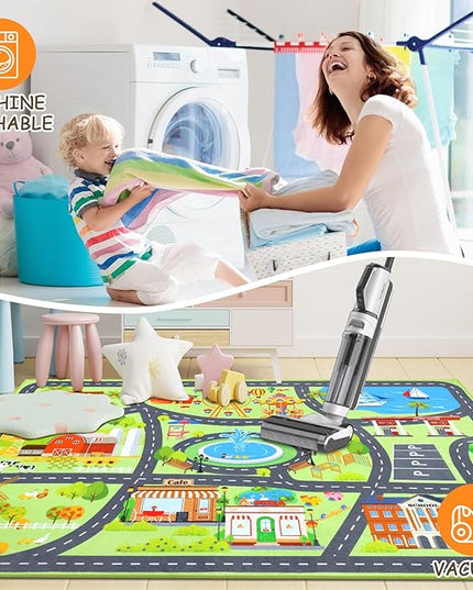 HEBE Kids Play Rug 3'4"x5' ABC Alphabet Numbers Shapes Educational Kid Area Rug Washable Baby Crawling Mat Non Slip Kid Play Mat Carpet for Girl Boy Bedroom Playroom - LeafyLoom