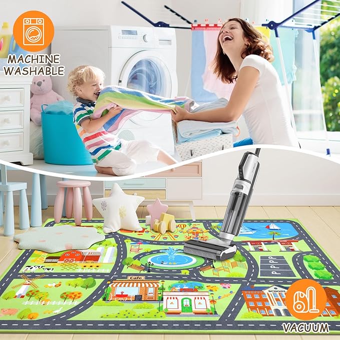 HEBE Kids Play Rug 3'4"x5' ABC Alphabet Numbers Shapes Educational Kid Area Rug Washable Baby Crawling Mat Non Slip Kid Play Mat Carpet for Girl Boy Bedroom Playroom - LeafyLoom