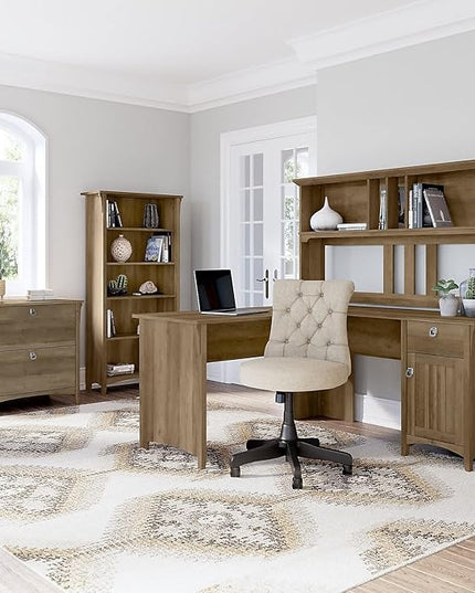 Bush Furniture Salinas Tall 5 Shelf Bookcase in Reclaimed Pine - LeafyLoom