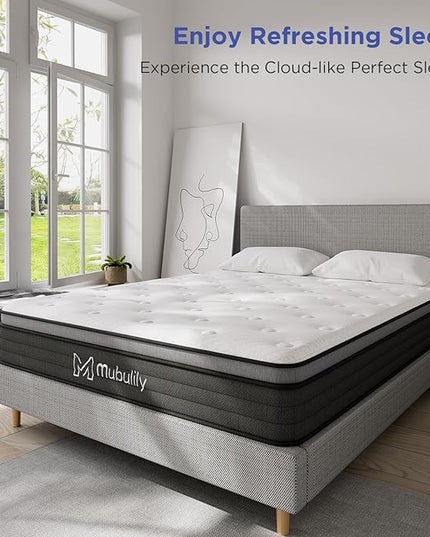 Full Mattress,12 Inch Hybrid Mattress in a Box with Gel Memory Foam,Individually Wrapped Pocket Coils Innerspring for a Cool & Peaceful Sleep,CertiPUR-US. - LeafyLoom