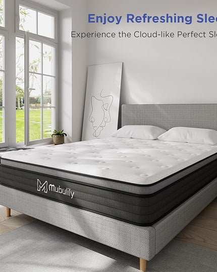 Full Mattress,10 Inch Hybrid Mattress with Gel Memory Foam,Motion Isolation Individually Wrapped Pocket Coils Mattress,Fits All Bed Frames Mattress,Medium Firm Feel Mattresses - LeafyLoom