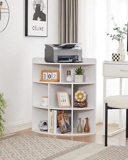 Vecelo 3-Tier Corner Cabinet with 8 Cubbies, Wooden Cube Storage Organizer, Modern Bookshelf Units for Playroom, Bedroom, Living Room,Pearl White - LeafyLoom