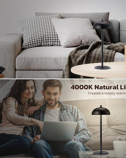 Cordless Table Lamp Rechargeable - 5000mAh Battery Powered Table Light, 3 Color Stepless Dimmable LED Table Lamp with Memory Function for Indoor, Outdoor, Dinner, Home, Restaurant.(Black) - LeafyLoom