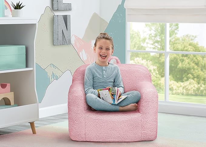Delta Children Cozee Sherpa Chair, Pink - LeafyLoom