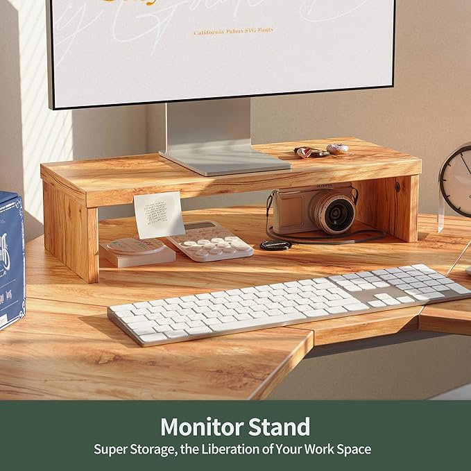 FEZIBO Corner Standing Desk, 48 Inches L Shaped Standing Desk, Electric Stand Up Corner Desk, Home Office Sit Stand Desk with Rustic Top and Black Frame - LeafyLoom