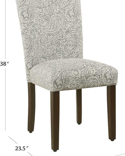 HomePop Parsons Classic Dining Room Tables and Chairs, Pack of 2, Light Grey Floral - LeafyLoom